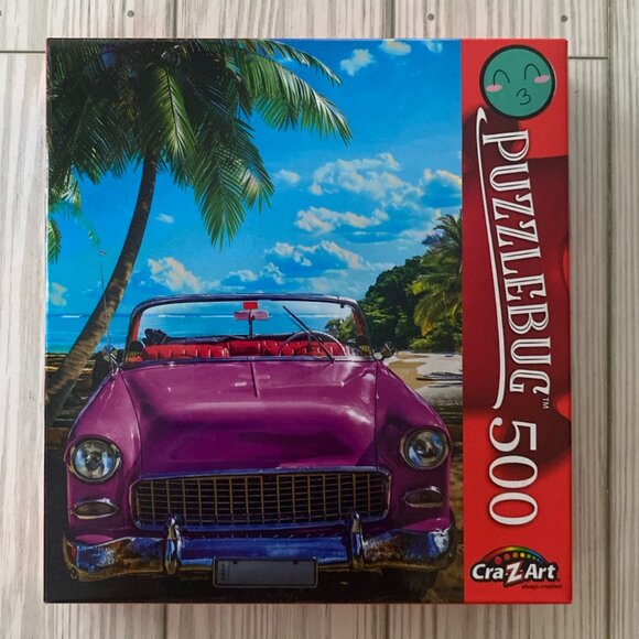 3/$10 500 Piece Puzzle "PINK VINTAGE CAR, VARADERO, CUBA" - Picture 1 of 2